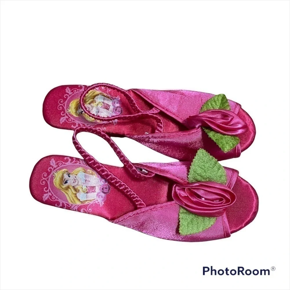 Sleeping Beauty Aurora Heels Shoes Sz 2 3 Girls Kids Disney